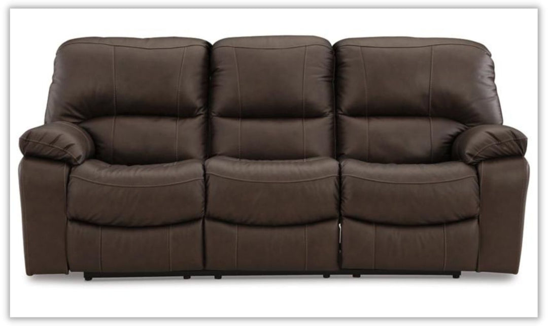 Leesworth Dark Brown 3-Seater Power Reclining Sofa in Leather