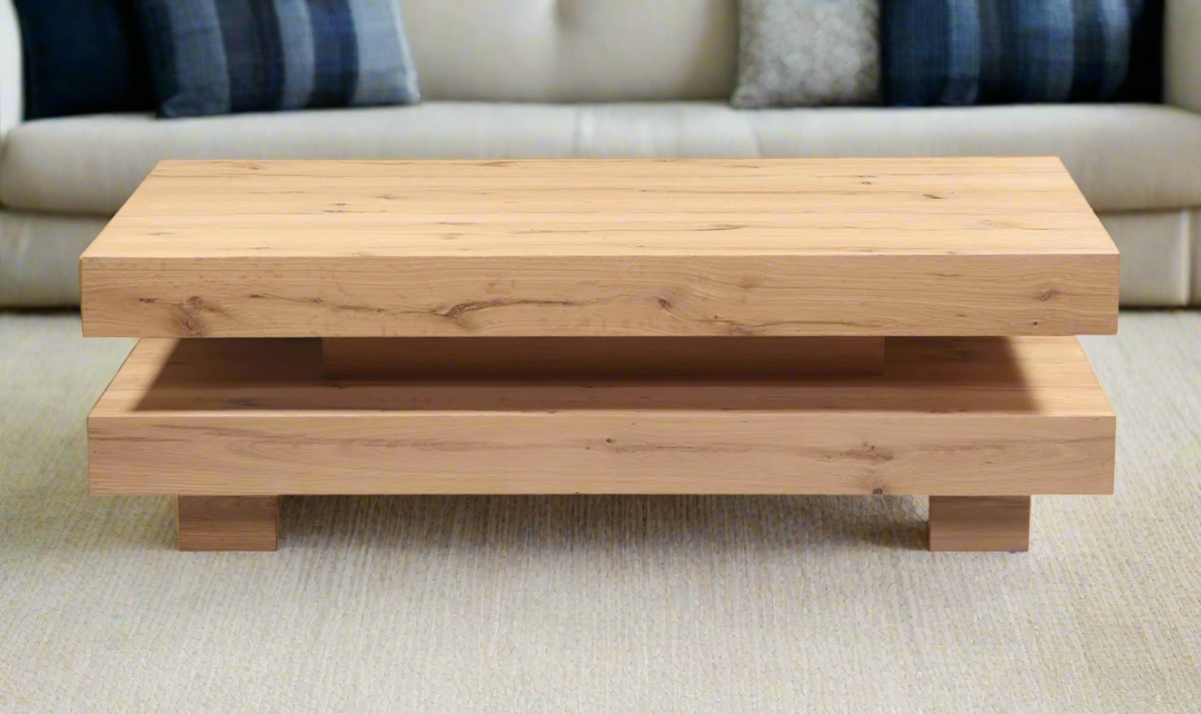 Flagstaff Wooden Coffee Table With	Distressed Oak Finish-Jennifer Furniture