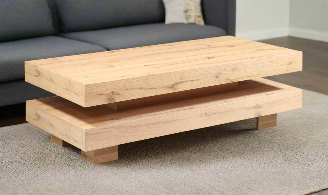 HTD Flagstaff Wooden Coffee Table With	Distressed Oak Finish