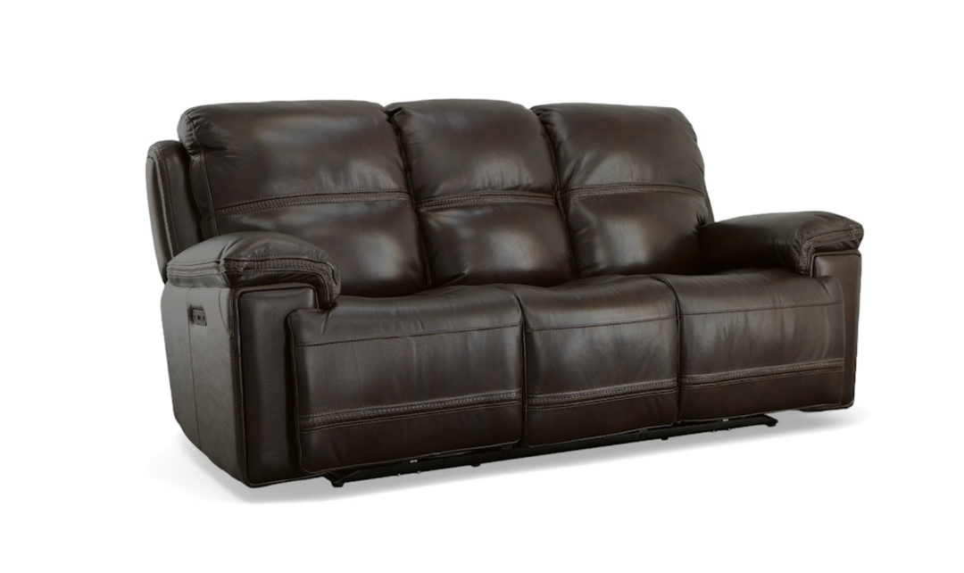 Flexsteel Fenwick Leather Living Room Set In Brown-jenniferfurniture