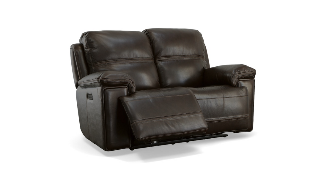 Flexsteel Fenwick Leather Living Room Set In Brown-jenniferfurniture