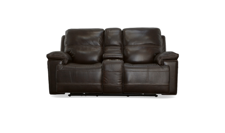 Flexsteel Fenwick Leather Living Room Set In Brown-jenniferfurniture