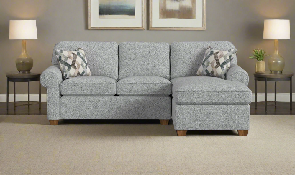 Flexsteel Thornton L-Shaped Fabric Sectional Sofa with Rolled Arms-jenniferfurniture.com