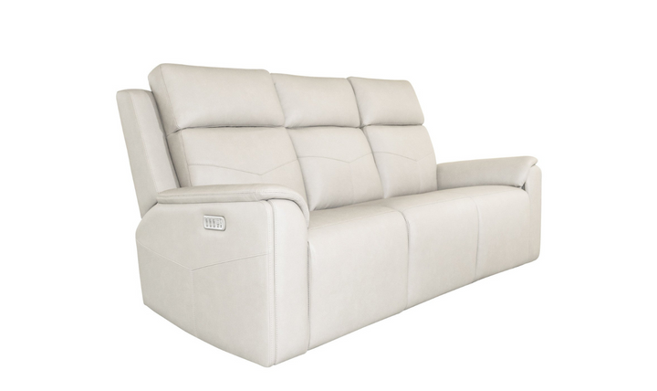 Flexsteel Vernon Fabric 3-Seater Gray Power Reclining Sofa with Power Headrests