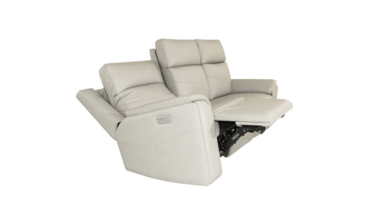 Flexsteel Vernon Fabric 3-Seater Gray Power Reclining Sofa with Power Headrests