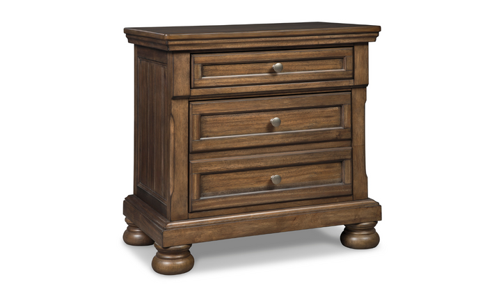 Flynnter 3 Drawer Nightstand In Brown