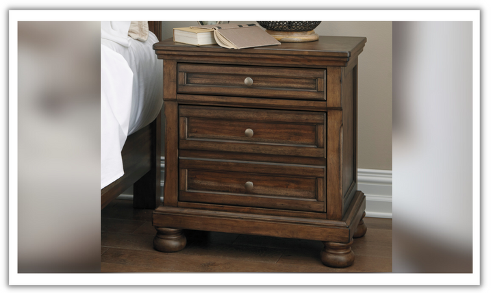 Flynnter 3 Drawer Nightstand In Brown