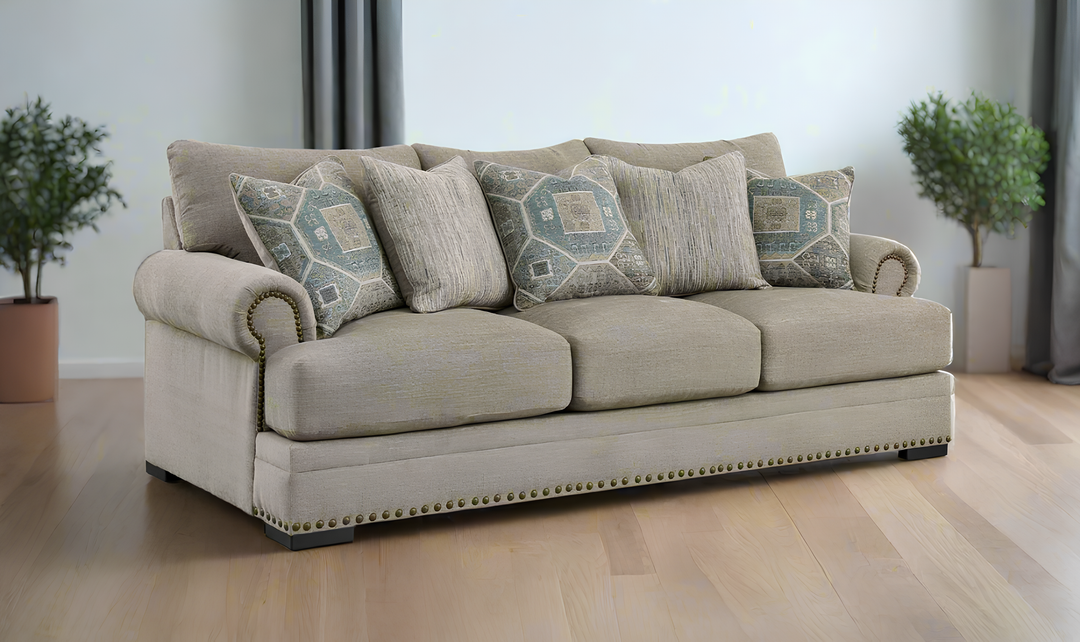 Modern Heritage Galemore 3 Seater Fabric Sofa in Quarry