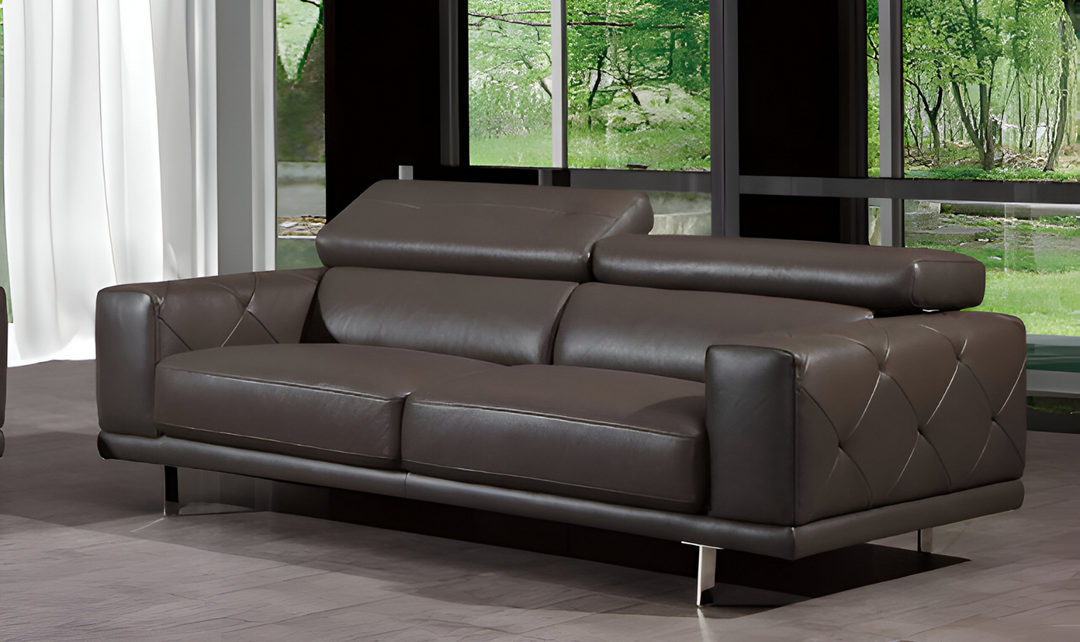 Gio Italia Faby Leather Sofa with Adjustable Headrests