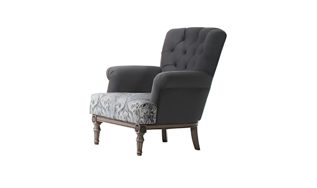 Gio Italia Helios Gray Fabric Chair with Tufted Back