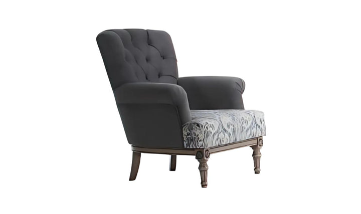 Gio Italia Helios Gray Fabric Chair with Tufted Back