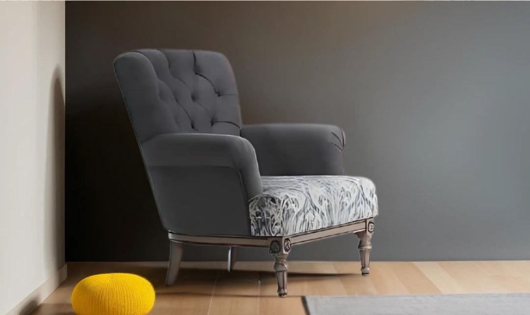 Gio Italia Helios Gray Fabric Chair with Tufted Back