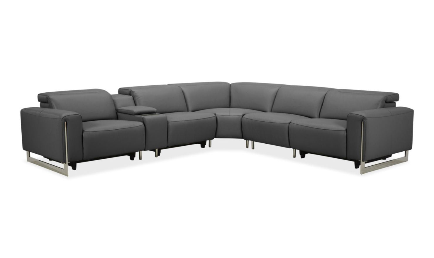 Gio Italia Latitude Hudson 6PC Leather Power Recliner Sectional Sofa