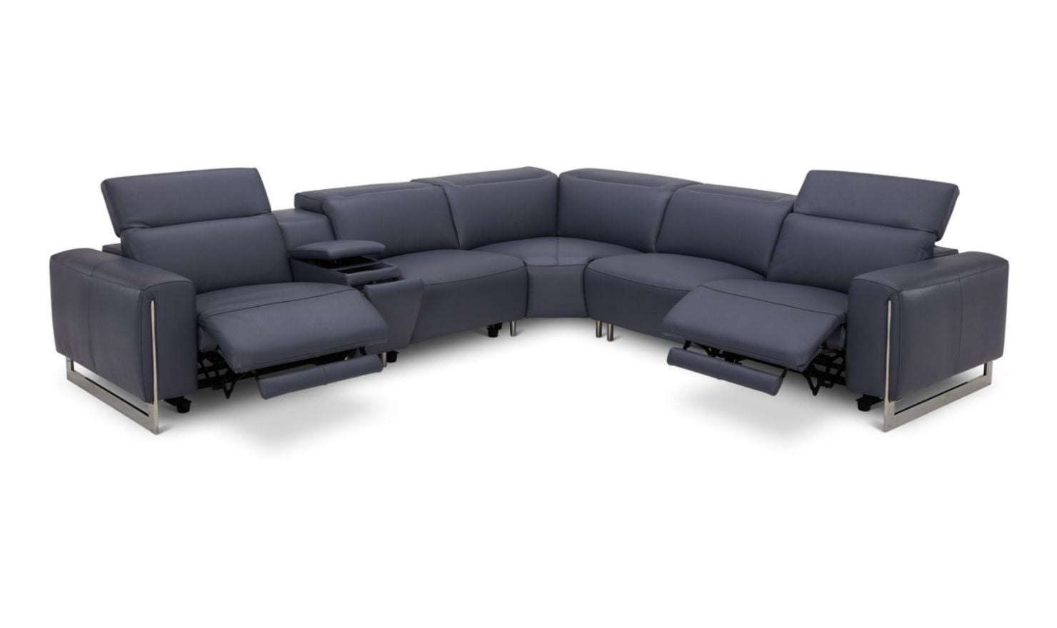 Gio Italia Latitude Hudson 6PC Leather Power Recliner Sectional Sofa