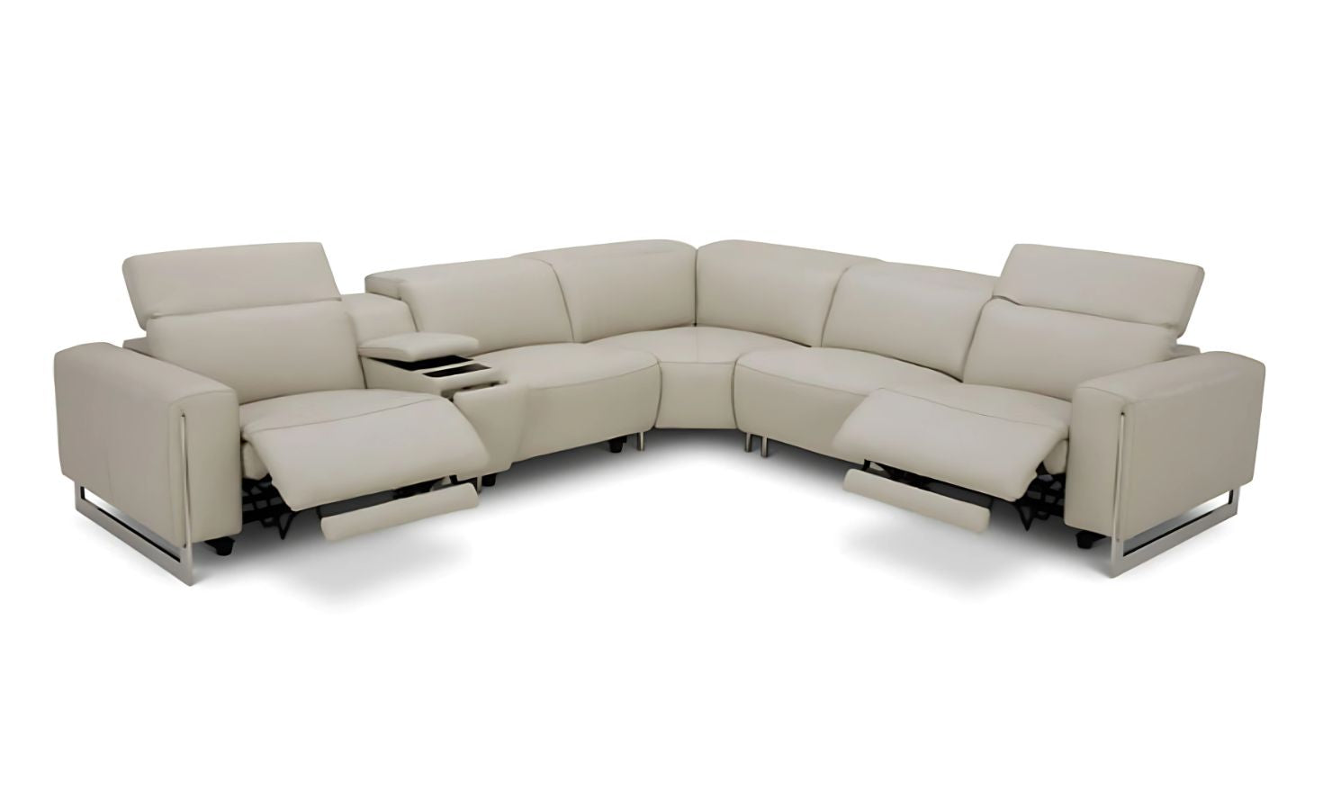 Gio Italia Latitude Hudson 6PC Leather Power Recliner Sectional Sofa