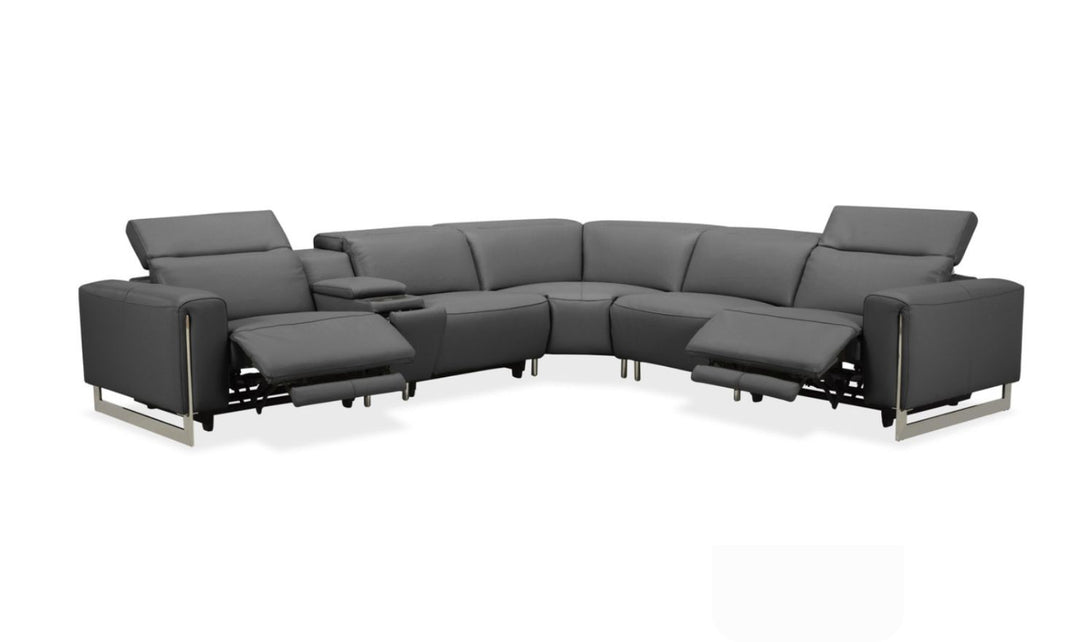 Gio Italia Latitude Hudson 6PC Leather Power Recliner Sectional Sofa