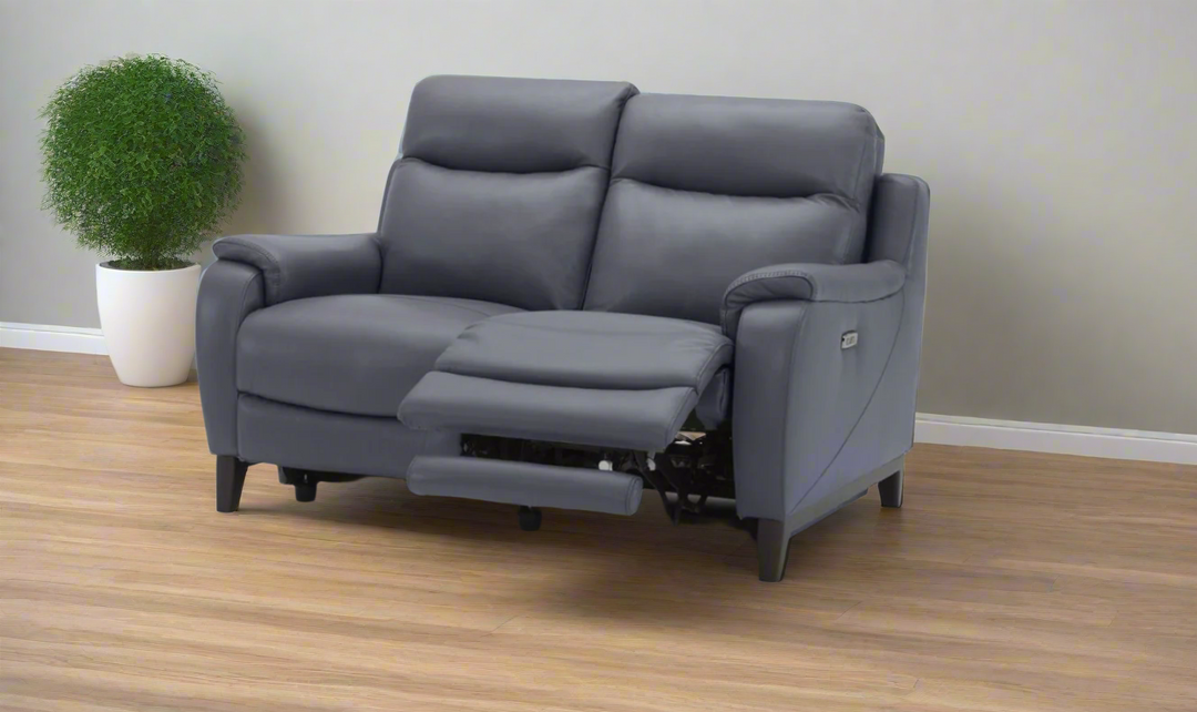 Gio Italia Leonard Dual Power Reclining Leather Loveseat with USB Port