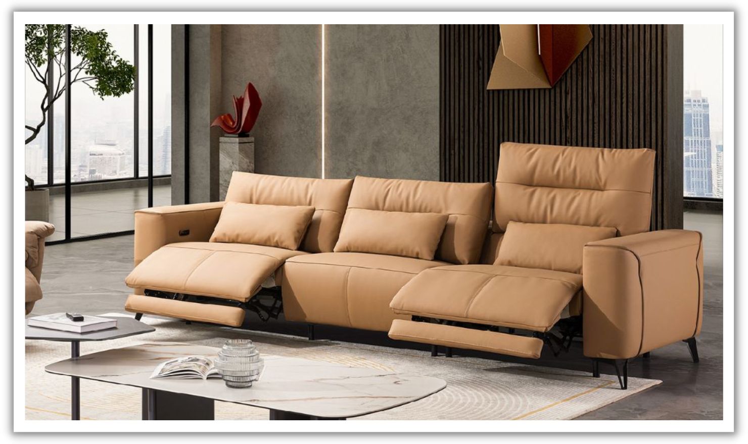 Klaussner Alessandro 3 Seater Leather Power Recliner Sofa