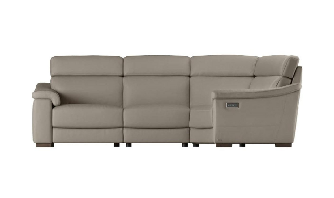 Giulivo L-shaped Dove Leather Sectional with Recliner