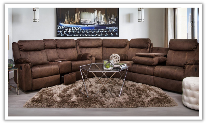 Global Furniture Giada L-Shaped Reclining Sectional Sofa with Pillow Top Arms-jenniferfurniture