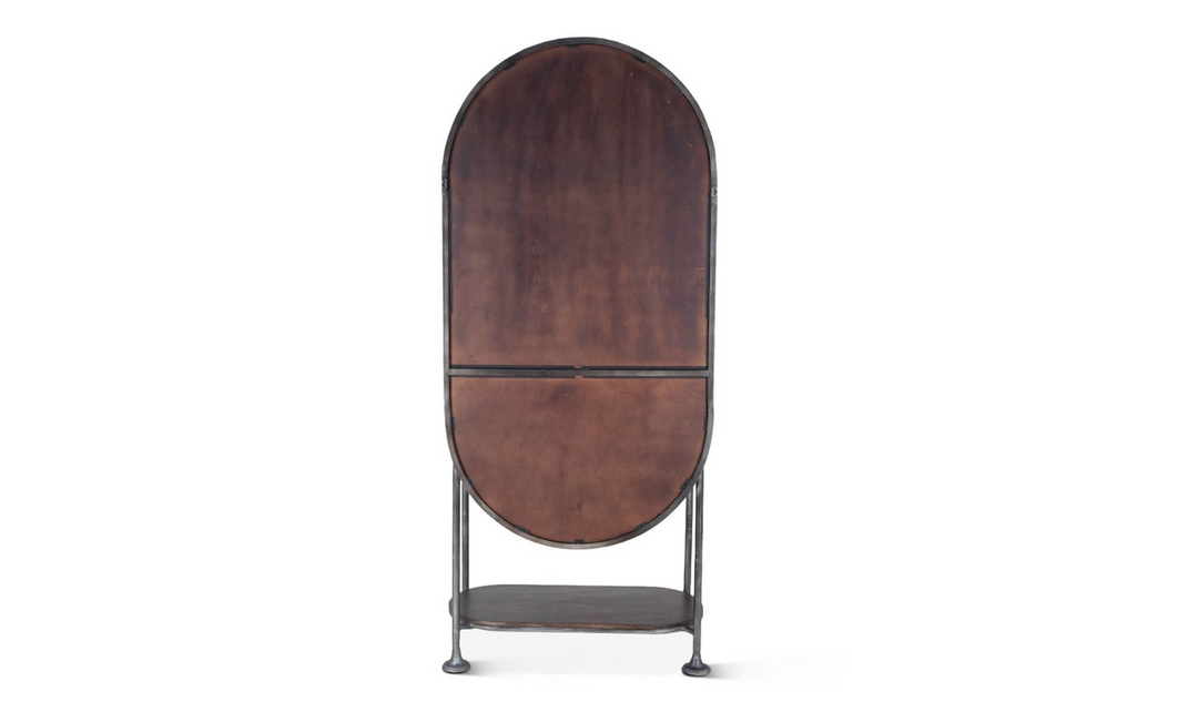 HTD Bowery Oval Iron Bar Cabinet with Glass Doors-Jennifer Furniture