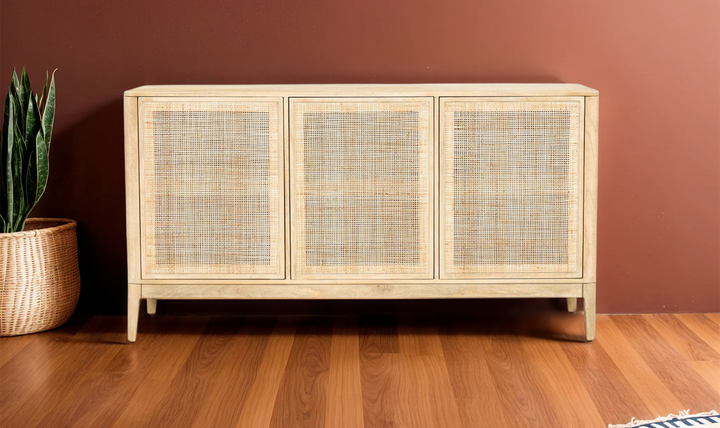 HTD Casablanca 3-Door Sideboard in Natural White Finish