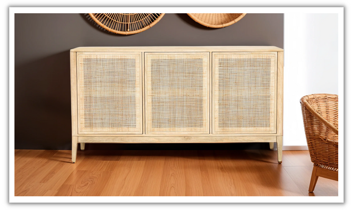 HTD Casablanca 3-Door Sideboard in Natural White Finish