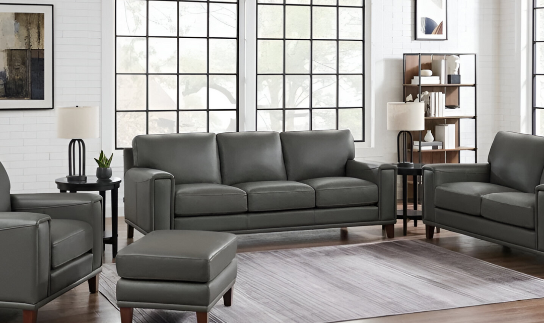 Hayward 3-Seater Leather Sofa In Gray-Jennifer Furniture