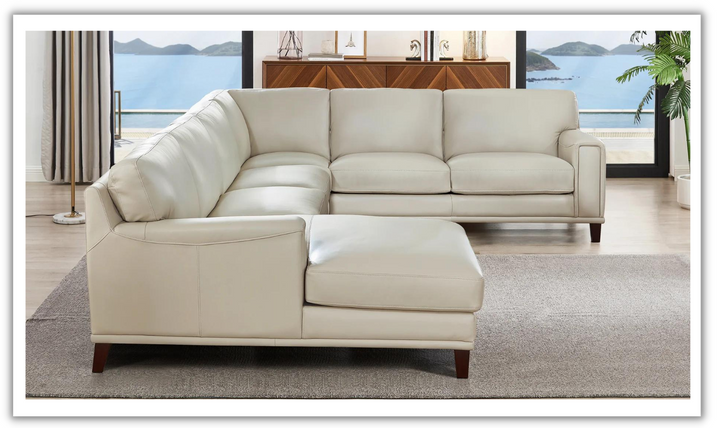 Hayward 5-Pieces Leather Sectional Sofa in Vanilla White