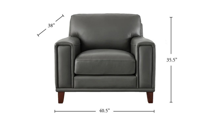 Hayward Leather Chair In Gray-Jennifer Furniture