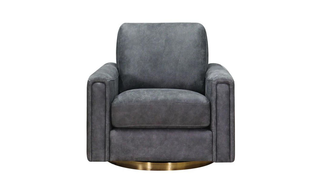 Hayward Swivel Leather Chair with Track Arm