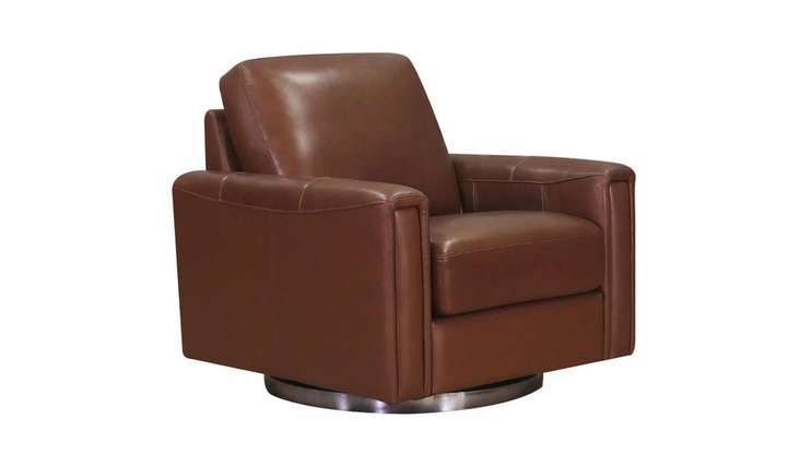 Hayward Swivel Leather Chair with Track Arm