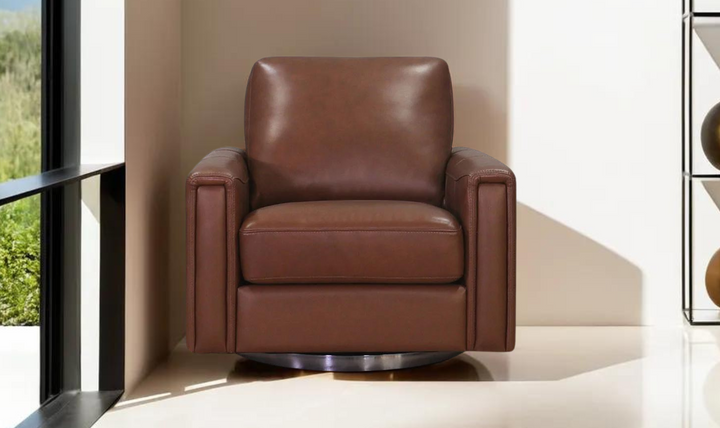 Hayward Swivel Leather Chair with Track Arm