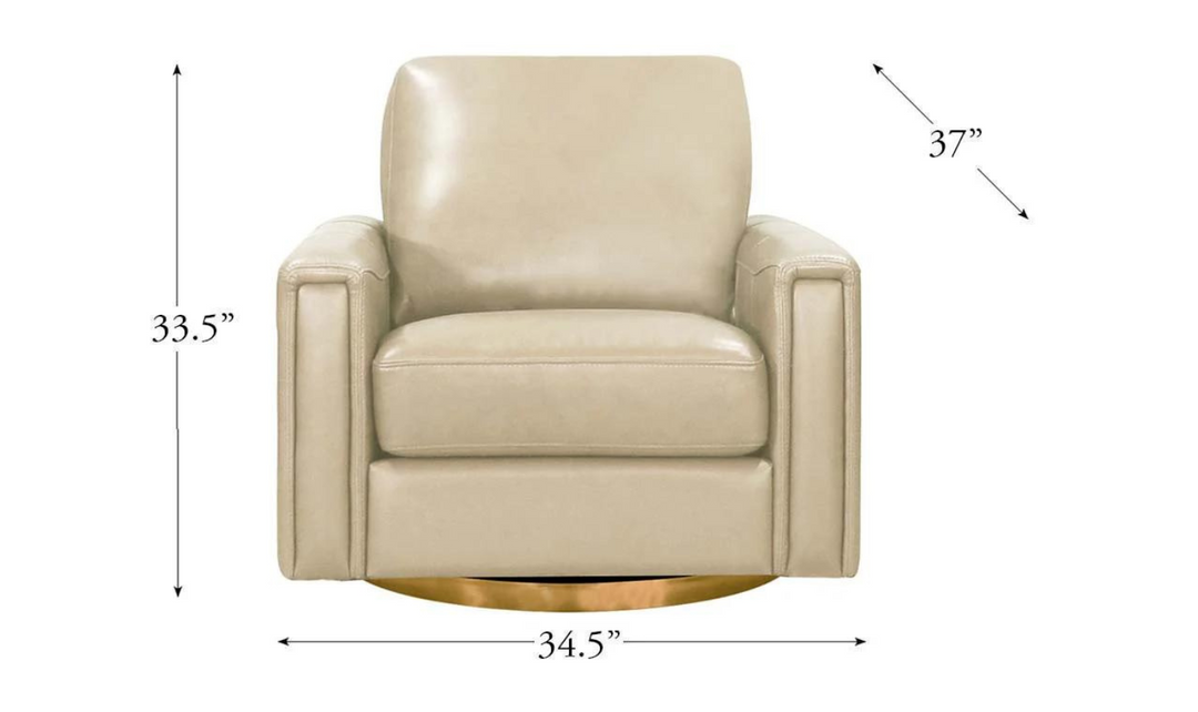 Hayward Swivel Leather Chair with Track Arm