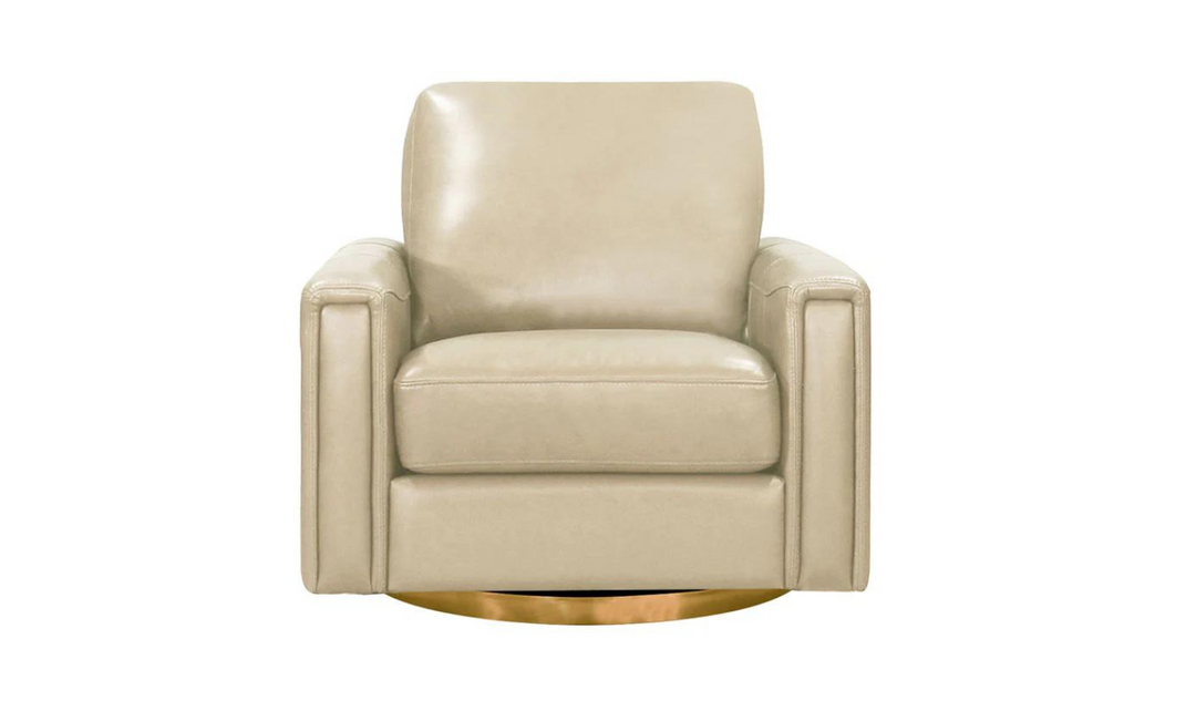 Hayward Swivel Leather Chair with Track Arm