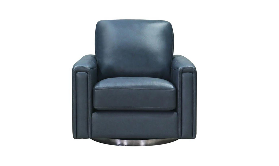 Hayward Swivel Leather Chair with Track Arm