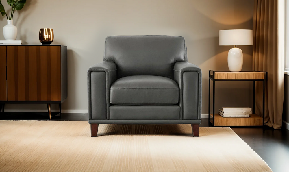 Hayward Leather Chair In Gray-Jennifer Furniture