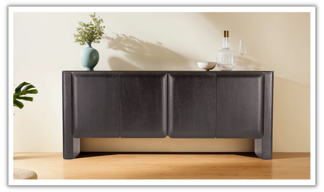 Helsinki Wooden Sideboard in Matte Black Finish-Jennifer Furniture