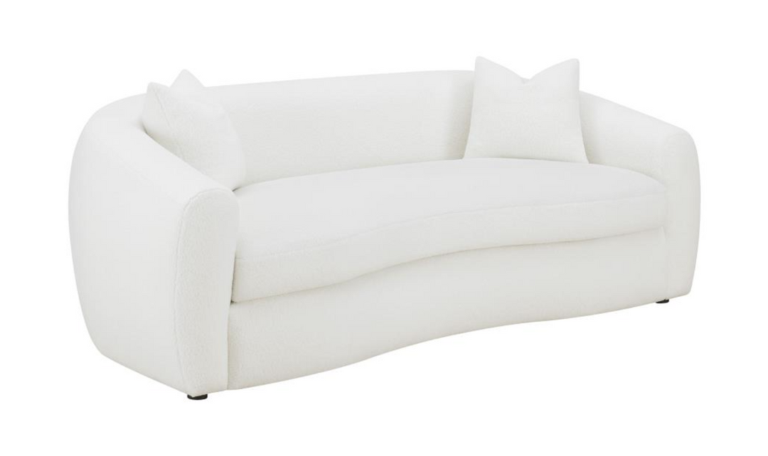 Isabella 3-Seater Fabric Sofa With Tight Back Cushions In White-Jennifer Furniture