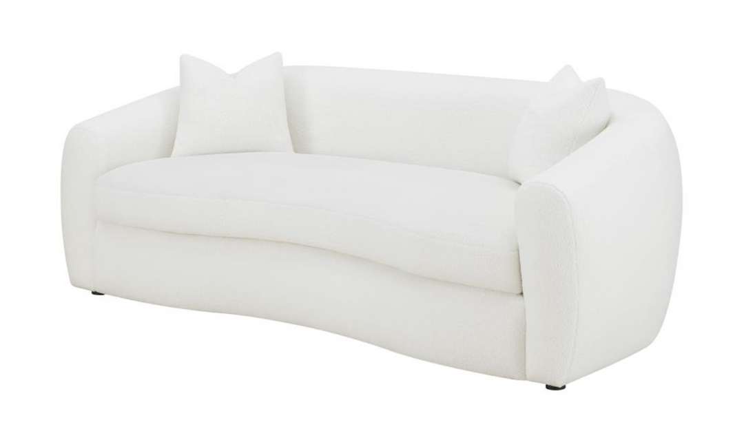 Isabella 3-Seater Fabric Sofa With Tight Back Cushions In White-Jennifer Furniture