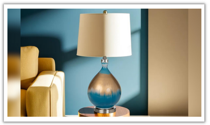 Jasmine 27" Gold/Blue Glass Table Lamp (Set of 2)