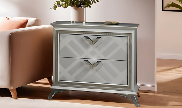 Jennifer Italia Brickfield 2-Drawer Wooden Nightstand In Light Gray