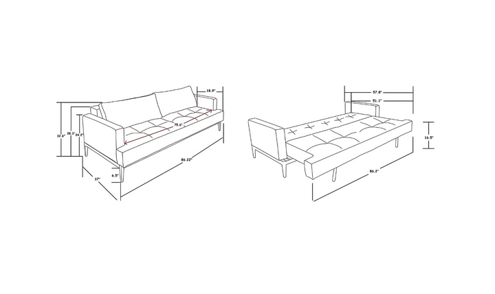 Jennifer Italia Caractere 2-Seater Convertible Fabric Sleeper Sofa in Gray