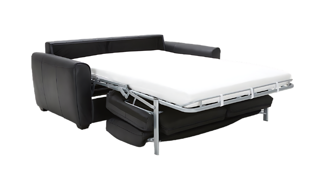 Jennifer Italia Elora 2-Seater Black Leather Sleeper Sofa with Memory Foam Mattress