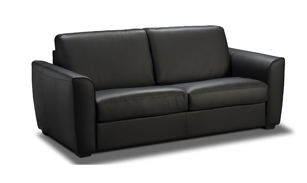 Jennifer Italia Elora 2-Seater Black Leather Sleeper Sofa with Memory Foam Mattress