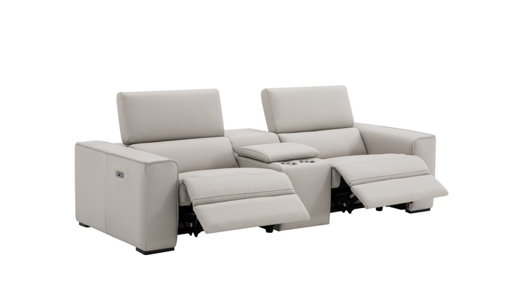 Jennifer Italia Incanto 2-seater Leather Power Recliner Loveseat with Storage Console