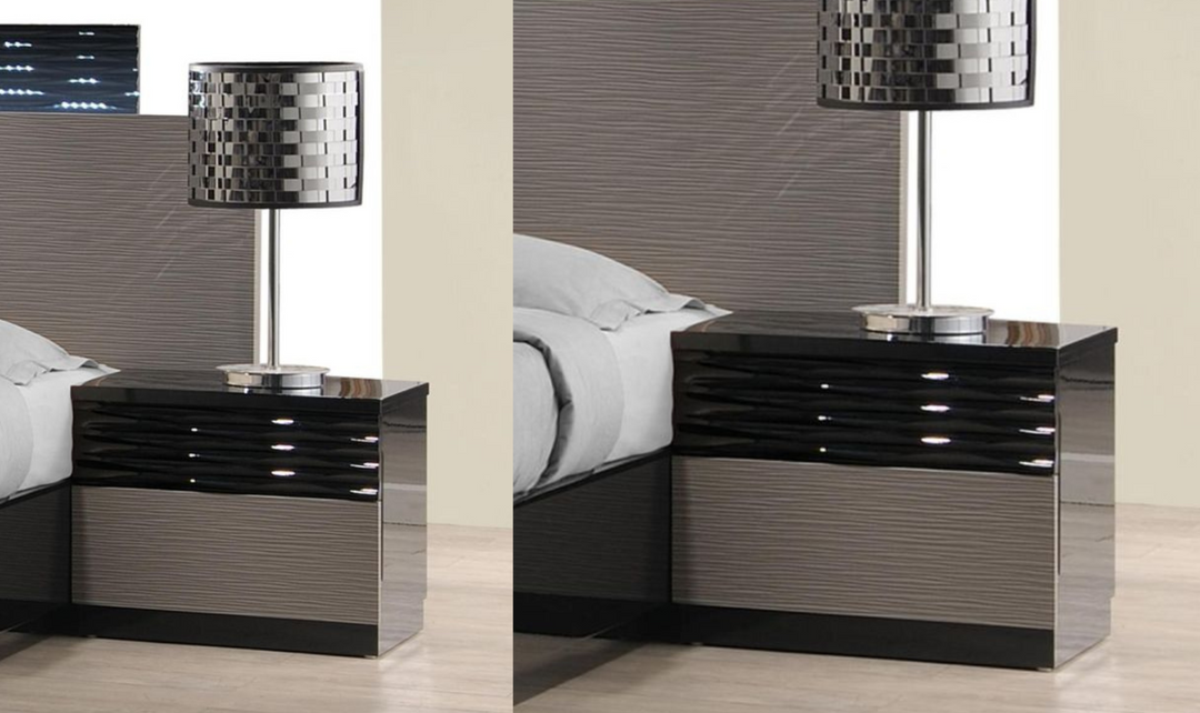 Jennifer Italia Rondo 2-Drawers Wooden Nightstand in Black and Gray