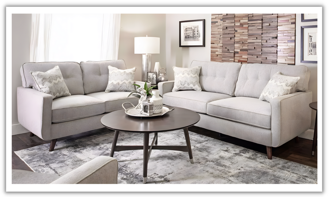 Jennifer Furniture Hollywood Living Room Set in Gray (Sofa + Loveseat)- jennifer furniture