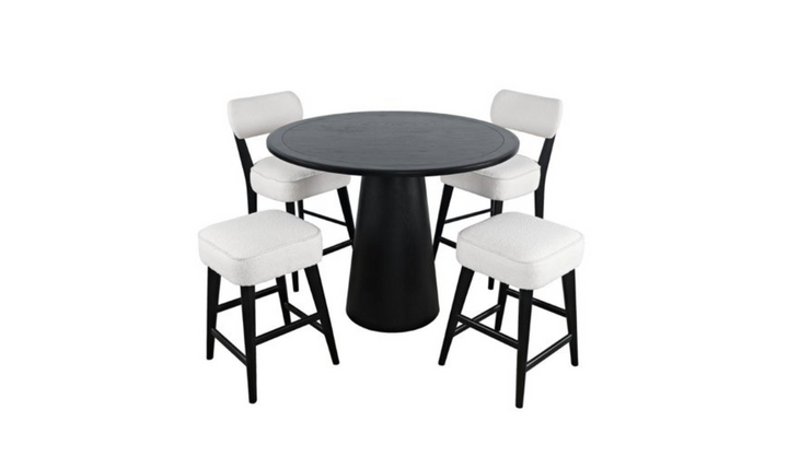 Jofran Nash 45" Round Counter Height Dining Table in Black with Pedestal Base