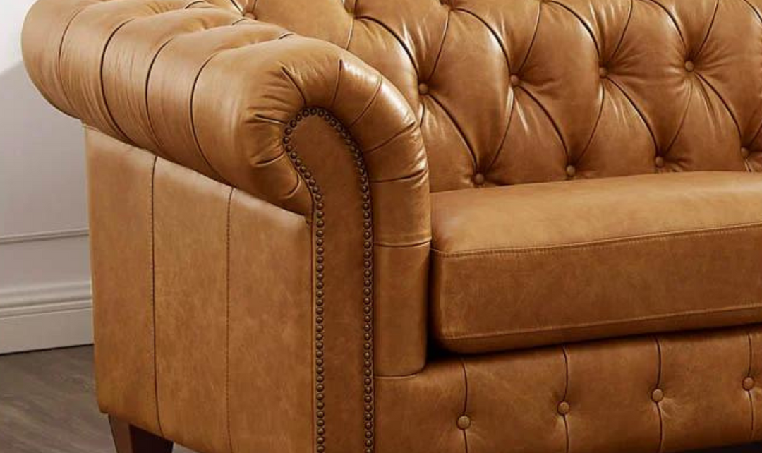 Kingston 2-Seater Waxy Pull-up Leather Sofa With Button Tufted Seats